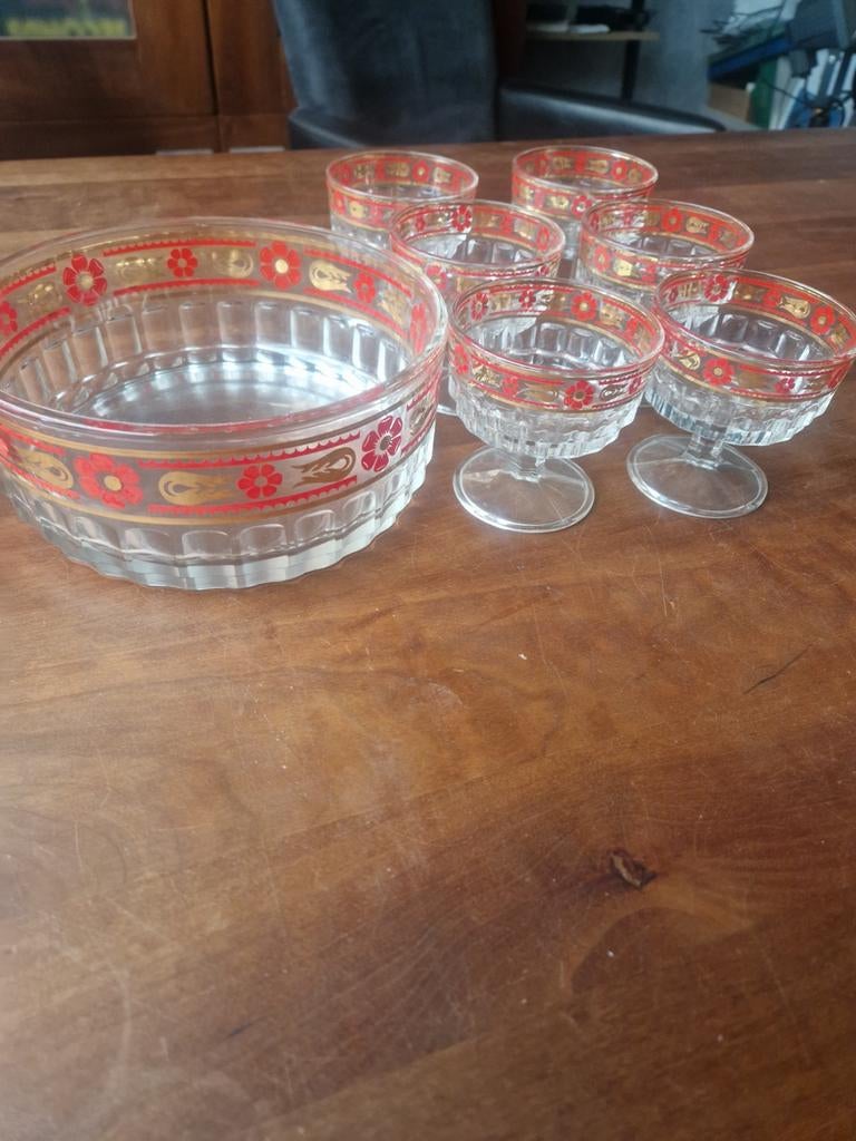 7 delig vintage bowlset, Ophalen of Verzenden, Rond