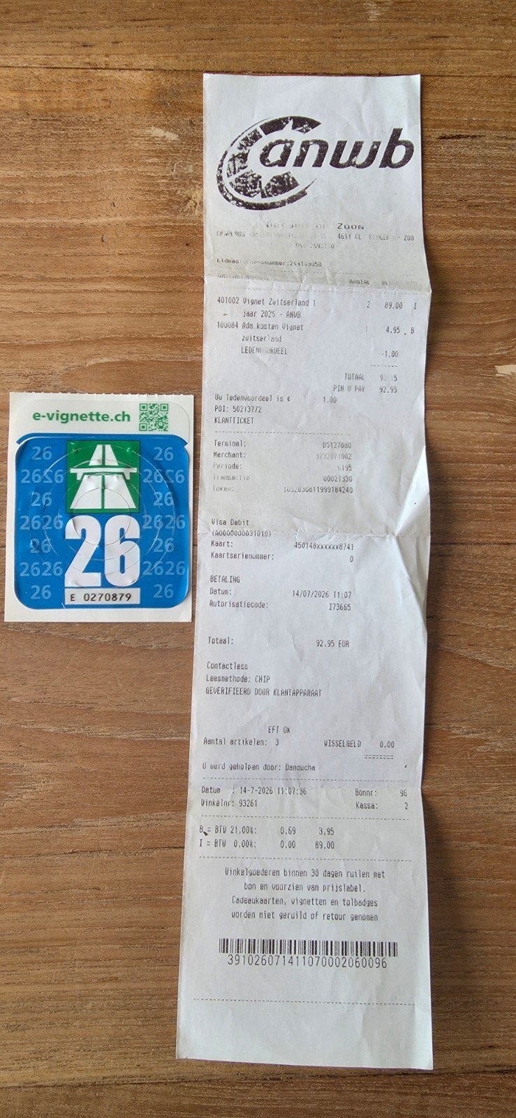 Auto vignet Zwitserland 2026 met bon, Tickets en Kaartjes, Autovignetten