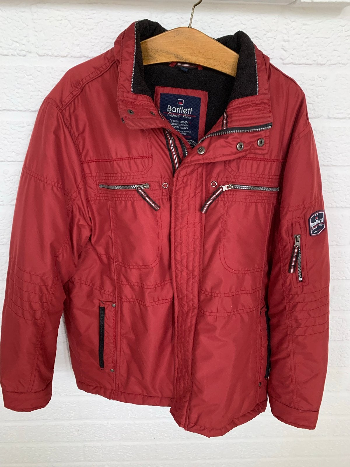 Bartlett Heren Winterjas - Rood - Maat L, Ophalen of Verzenden, Gedragen, Maat 48/50 (M), Rood