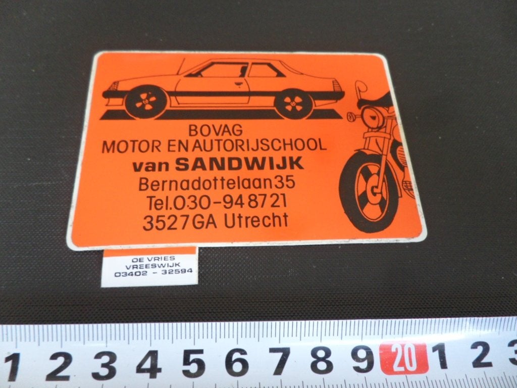 sticker Utrecht van SANDWIJK BOVAG motor en autorijschool, Ophalen, Zo goed als nieuw