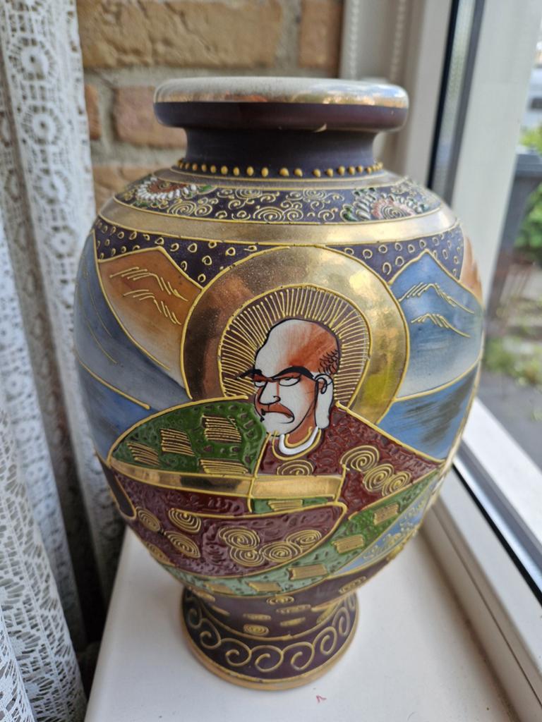 Japanse Satsuma vaas handbeschilderd gouddecor vintage, Ophalen of Verzenden