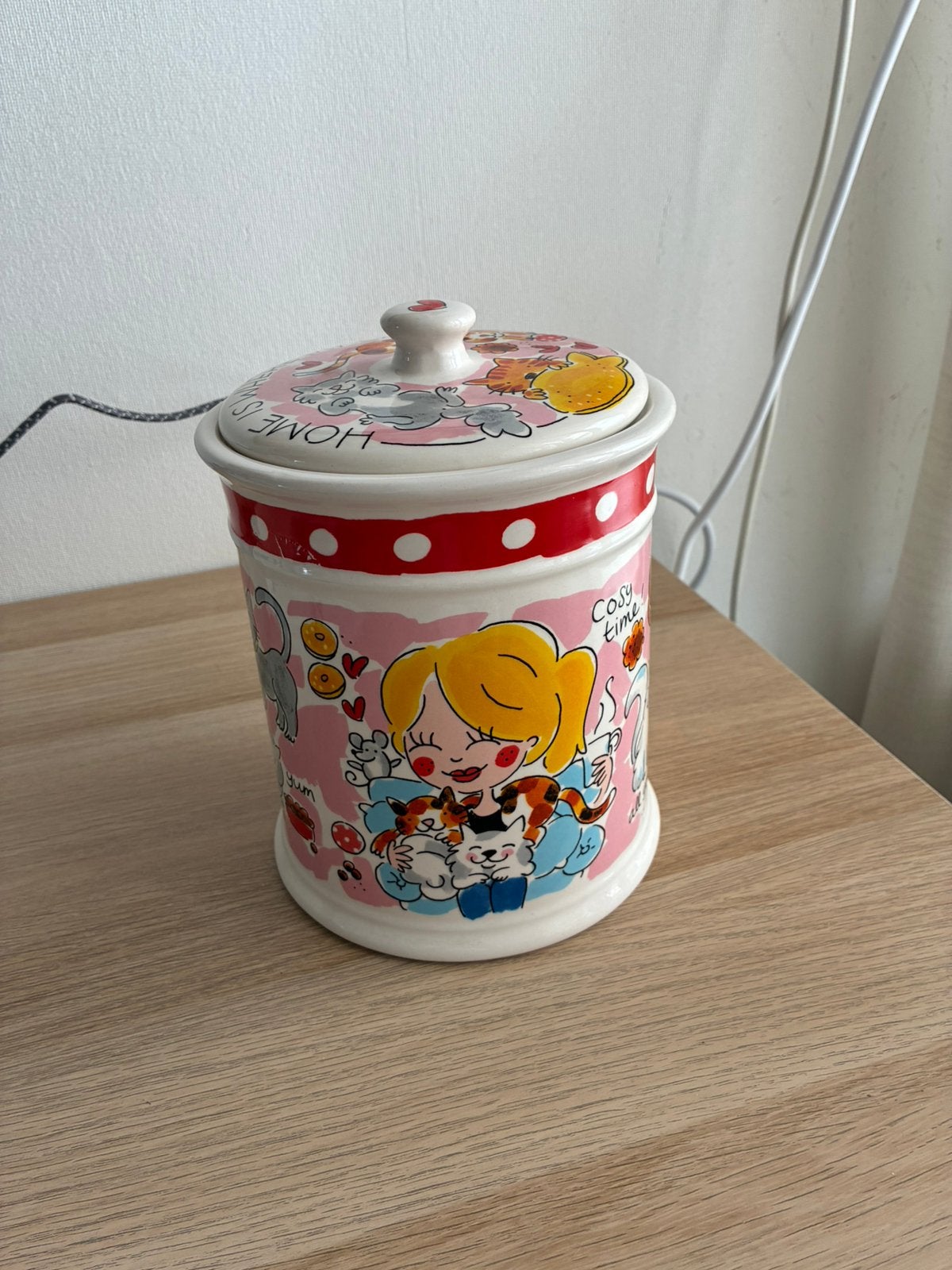 Voorraadpot kat 22,5cm, Zo goed als nieuw, Voorraadpot, Steen/keramiek, Ophalen