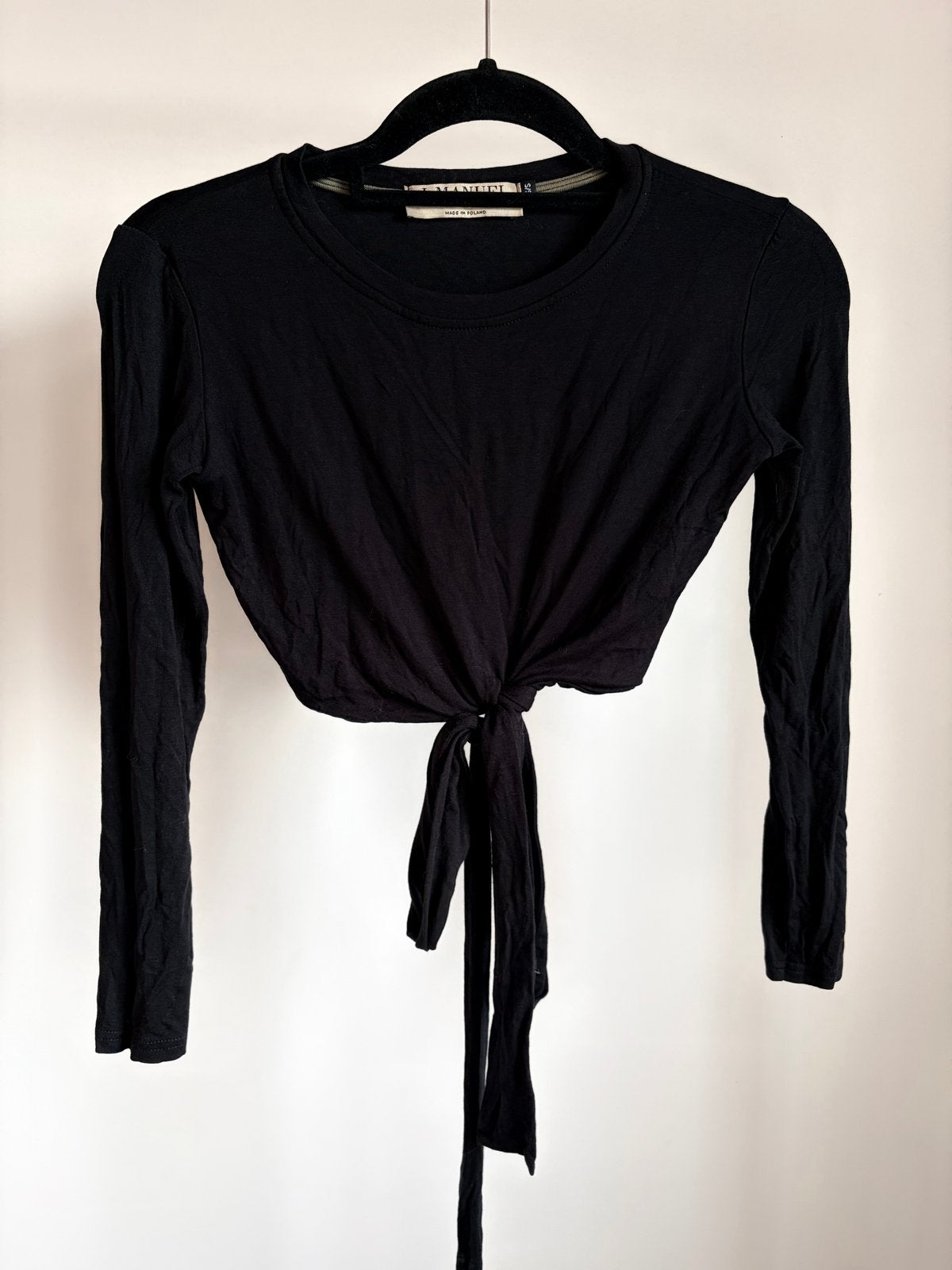 Zwarte crop top  - Maat S, Zwart, Nieuw, Ophalen of Verzenden, Lange mouw