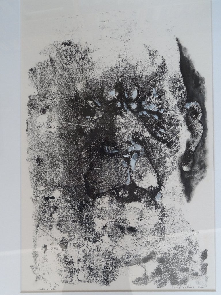 serie mannen portretten, monoprint, Louis de Vries, 2000, Antiek en Kunst, 1950 - 1999, Overige technieken, Portret, Ophalen of Verzenden