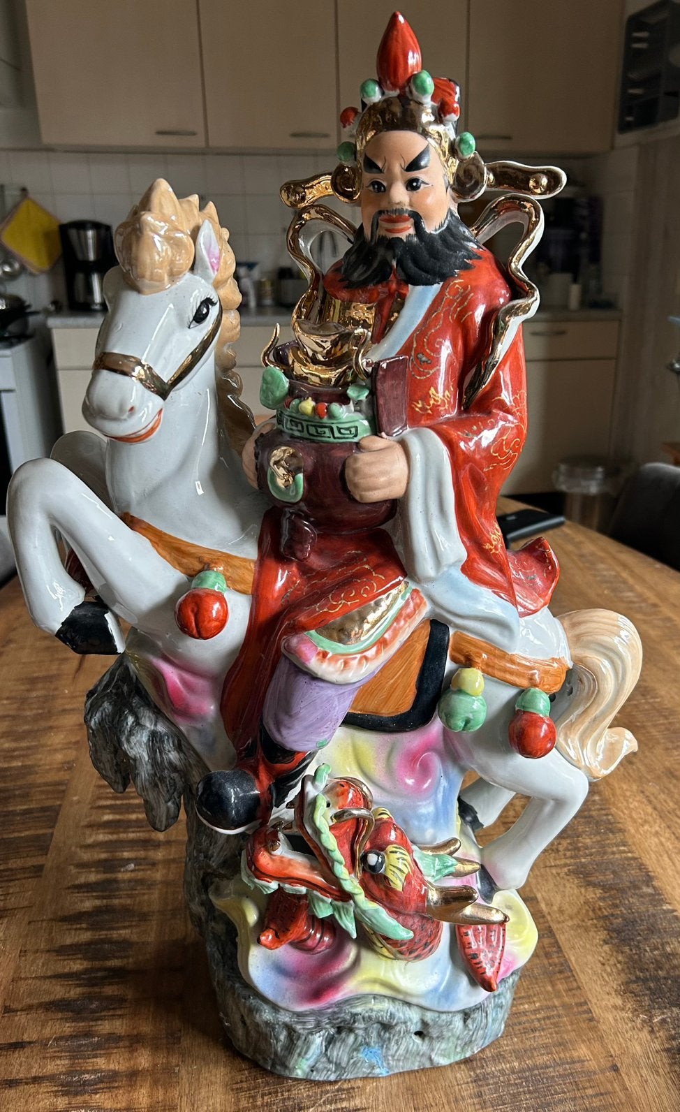 Groot beeld van de Chinese god van de rijkdom, Cai Shen, Ophalen, Zo goed als nieuw, Mens