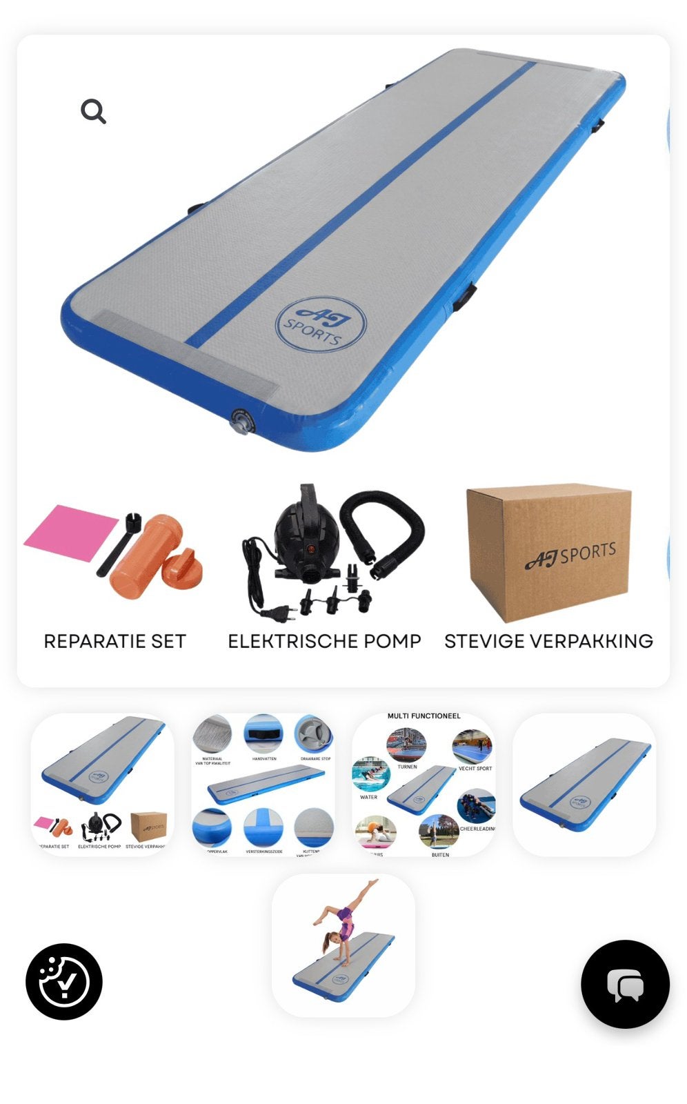 Nieuwe Airtrack, Sport en Fitness, Turnen, Ophalen, Nieuw, Kindermaat 122 t/m 140, Blauw