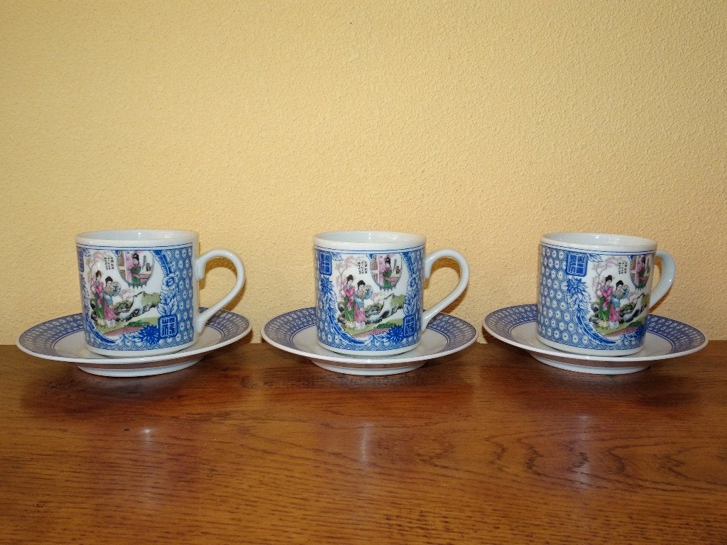 3 Chinese kop en schotels, Overige materialen, Ophalen of Verzenden, Zo goed als nieuw, Overige stijlen