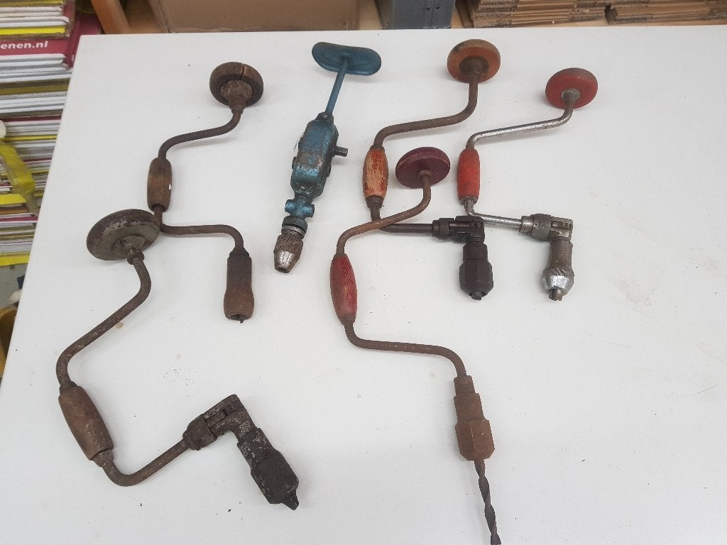 6 stuks uitstekende vintage handboren, Antiek en Kunst, Antiek | Gereedschap en Instrumenten, Ophalen of Verzenden