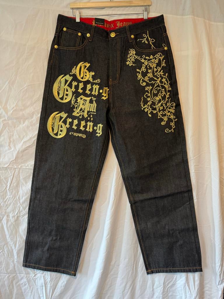 Nieuwe Plaiwox Baggy Jeans W46 Y2K Hip Hop Cyber Grunge Goud, Kleding | Heren, Spijkerbroeken en Jeans, Ophalen of Verzenden, Nieuw