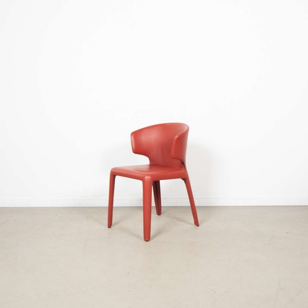 4x Cassina Hola Stoel Rood Leer, Niet ingevuld, Niet ingevuld, Leer, Zo goed als nieuw