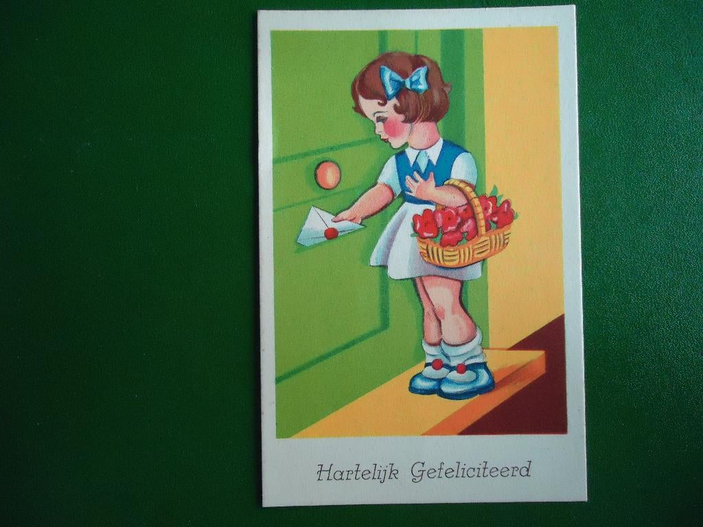 (1295) Kinderkaart: Meisje met brief / Klein formaat, Verzamelen, Ansichtkaarten | Themakaarten, Verzenden, 1980 tot heden, Ongelopen