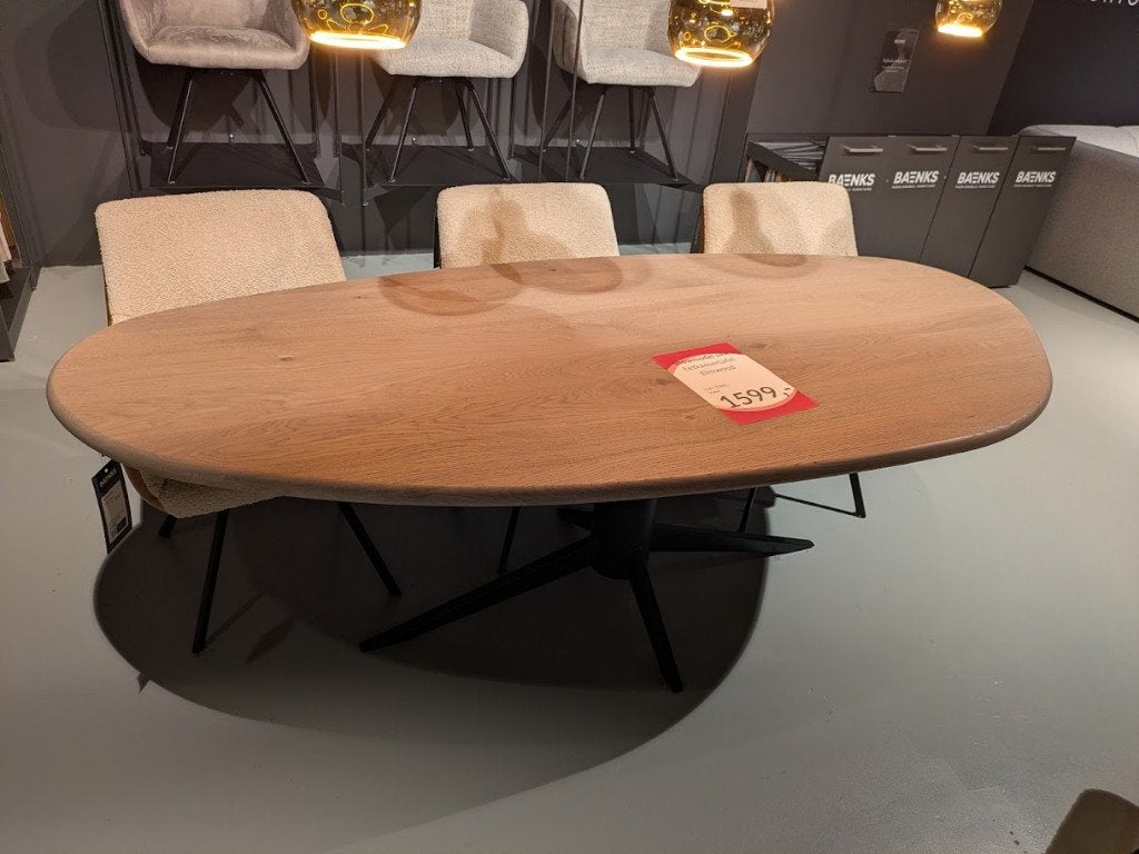 ORGENISCHE EETTAFEL WEGENS SHOWROOMWISSEL STERK AFGEPRIJSD, Ophalen, MODERN, 100 tot 150 cm, Eikenhout