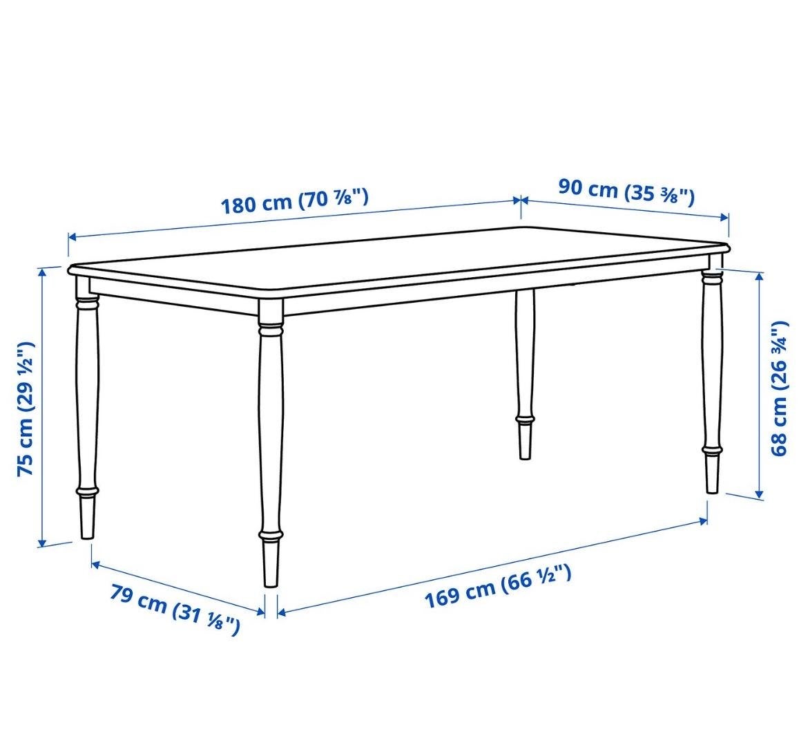 Eettafel van hout, 180x90 cm, wit met eiken blad, Ophalen, Gebruikt, Eikenhout, 50 tot 100 cm