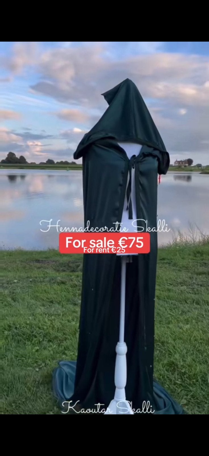 Selham satijn groen met sleep en steentjes, Ophalen of Verzenden, Zo goed als nieuw, Groen, Accessoires