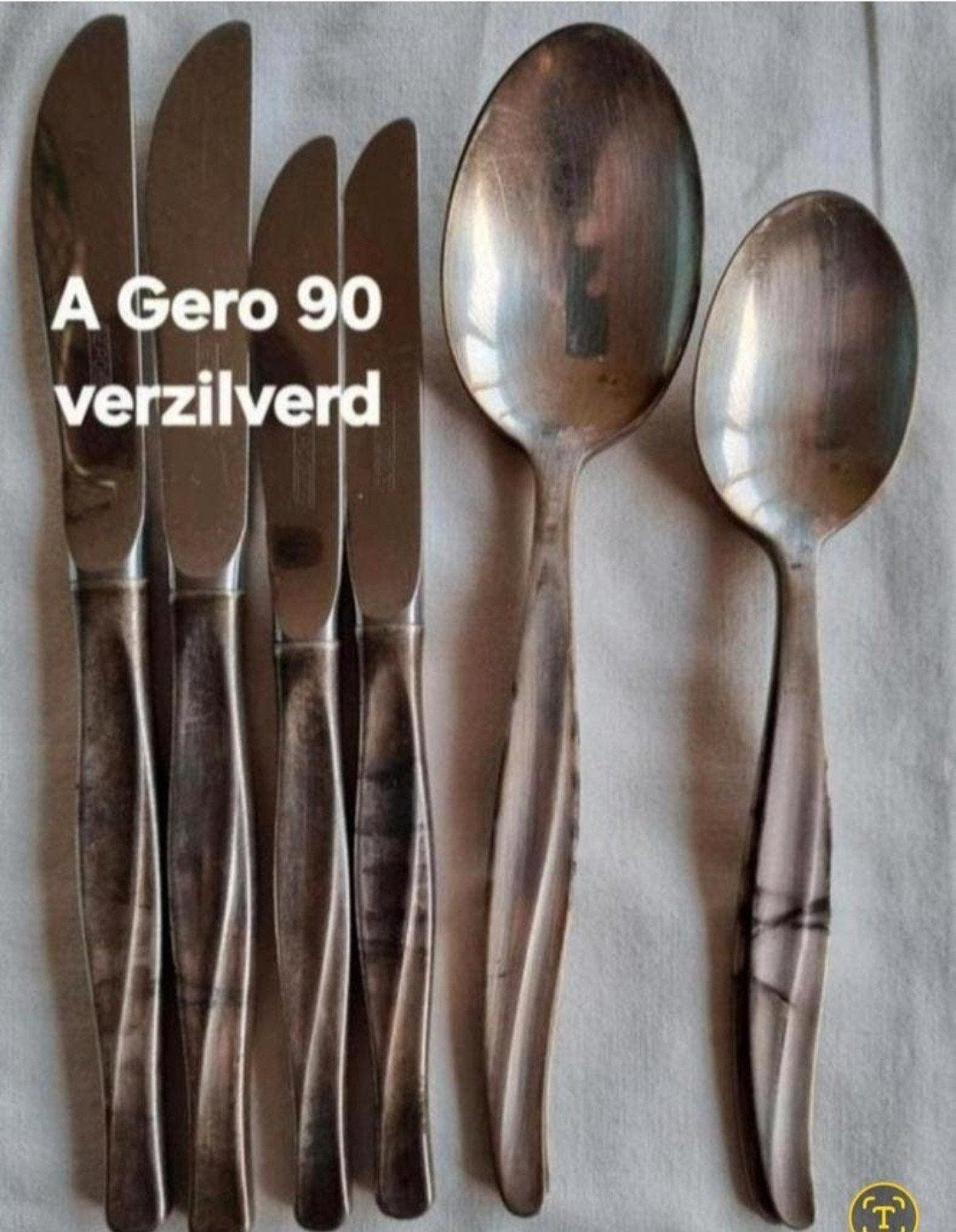 A Gero bestek verzilverde messen lepels  gedraaide lijn, Ophalen of Verzenden