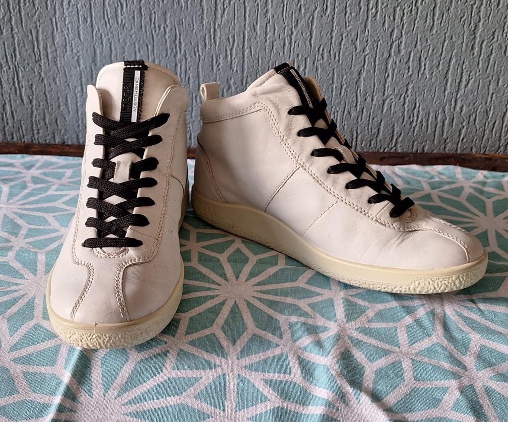 ECCO Soft 1 Veterboots Wit - Retro Stijl Leer Maat 38, Kleding | Dames, Schoenen, Ecco, Wit, Ophalen of Verzenden, Sneakers of Gympen