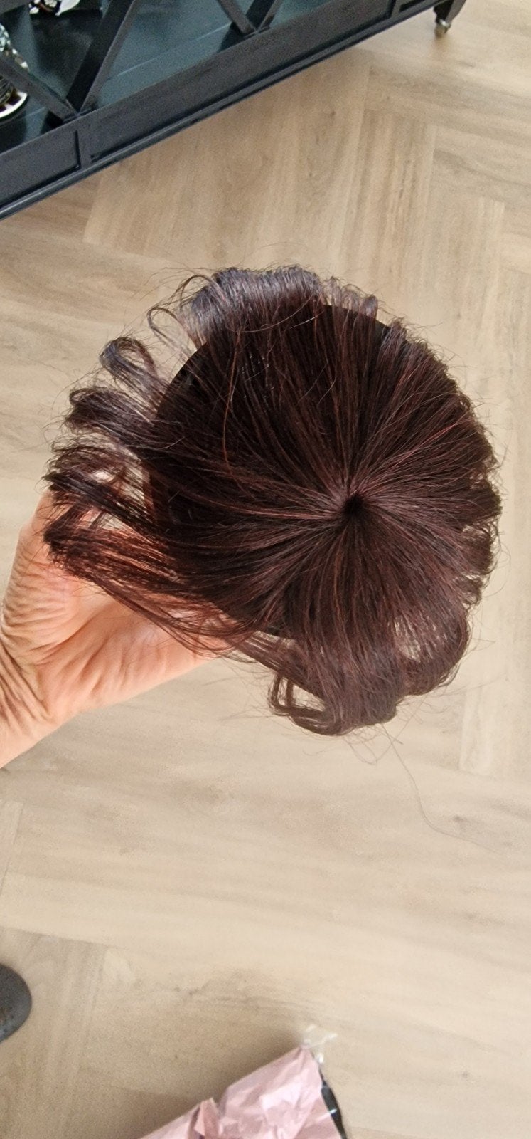 Poper Echt Haar Chocolade Bruin 10 inch, Ophalen of Verzenden, Zo goed als nieuw, Pruik of Haarverlenging