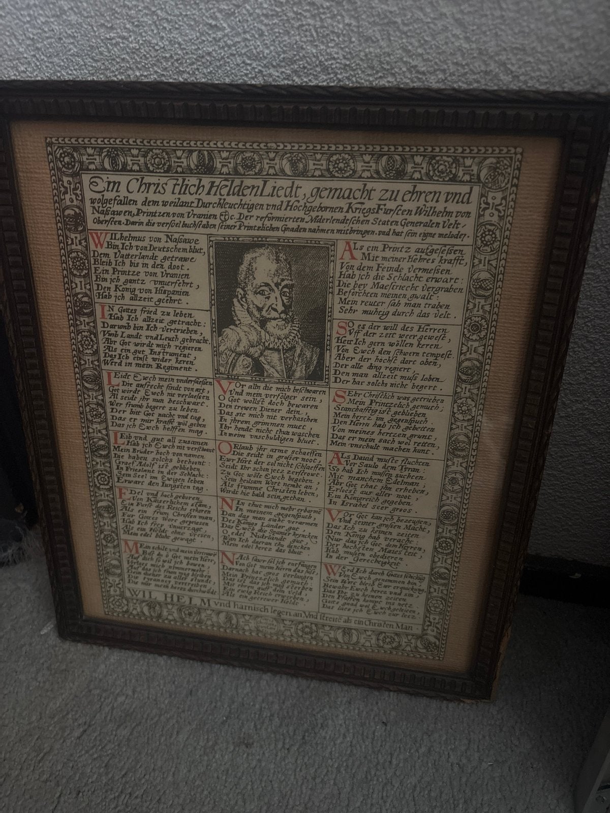 Oude ingelijste print van Willem van Oranje, Huis en Inrichting, Woonaccessoires | Schilderijen, Tekeningen en Foto's, Ophalen
