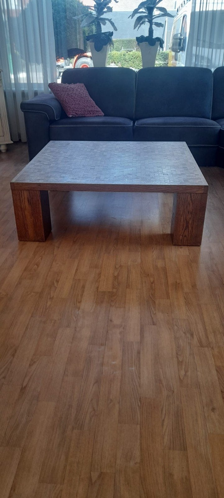Salontafel met mozaïek blad, Ophalen, Gebruikt, 100 tot 150 cm, Vierkant