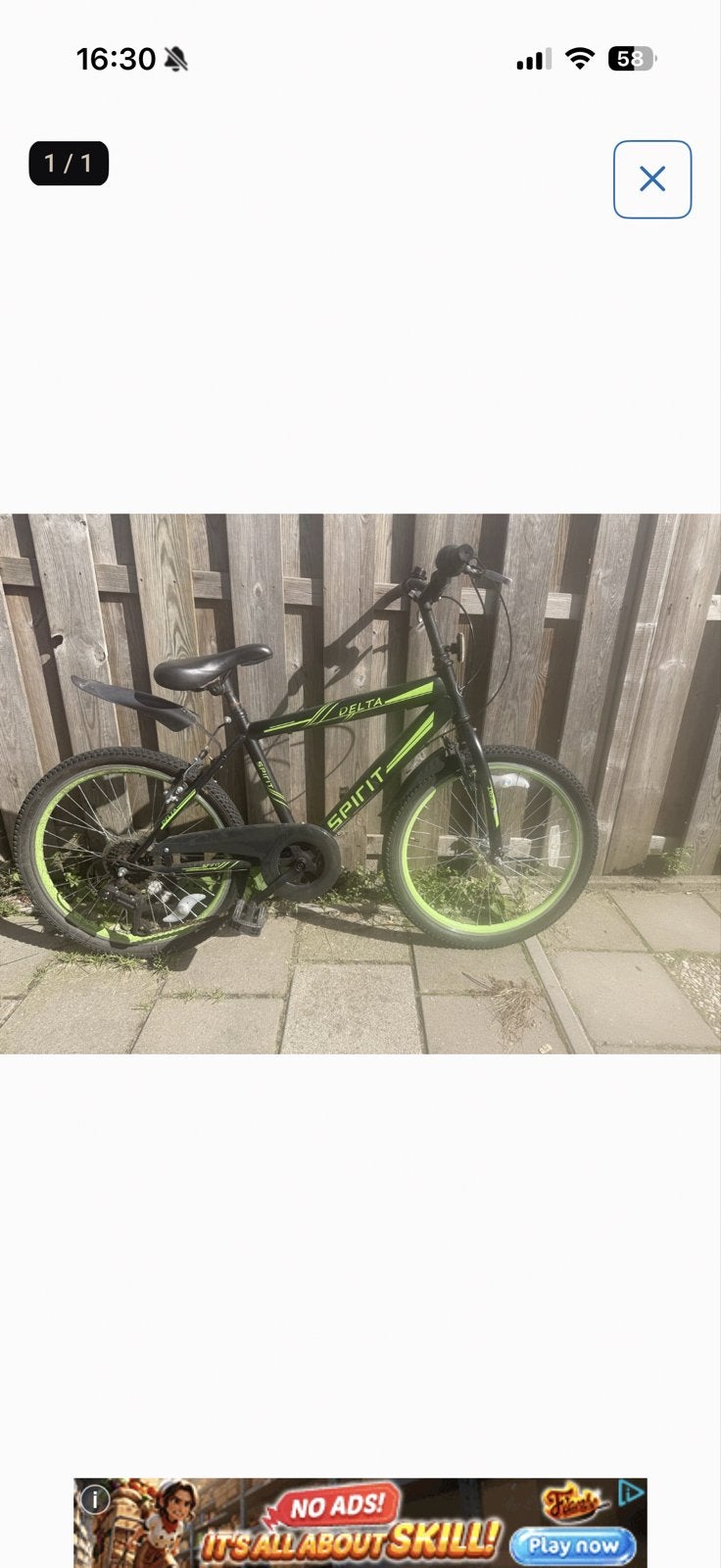 Spirit Delta kinderfiets - 20 inch - Zwart/Groen, Ophalen, Terugtraprem, Gebruikt, Handrem