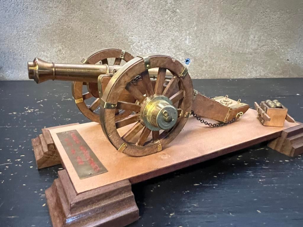 Messing kanon, Napoleon, hout. Model, Ophalen, Groter dan 1:32, Zo goed als nieuw, Nvt