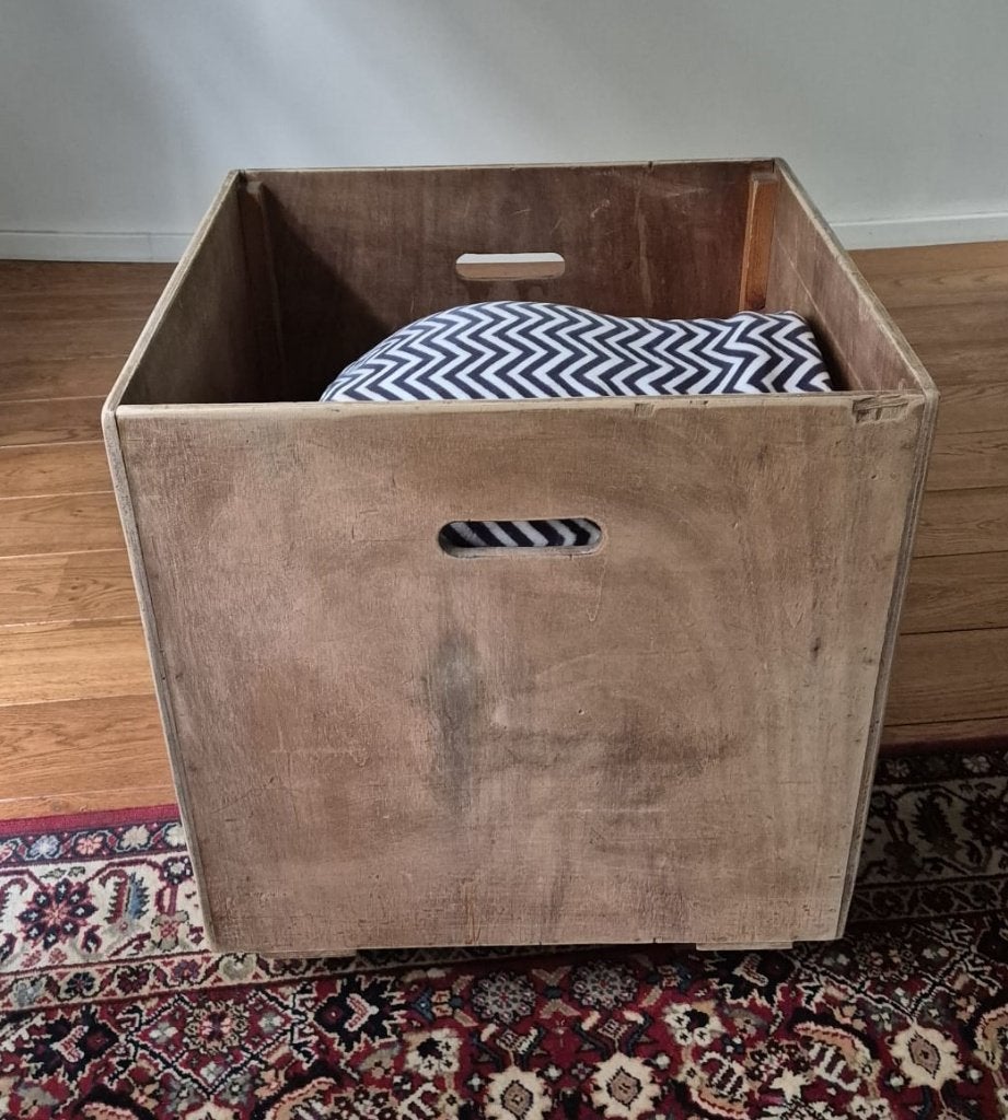 vintage dekenkist op wielen 60x60cm, Ophalen, Gebruikt, 50 tot 100 cm, 50 tot 75 cm