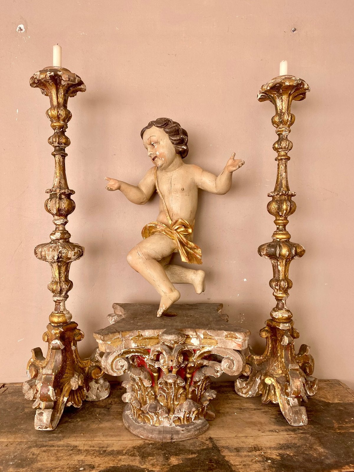 Antiek Franse 18e eeuws kandelaars, engel ., Antiek en Kunst, Antiek | Woonaccessoires, Ophalen of Verzenden