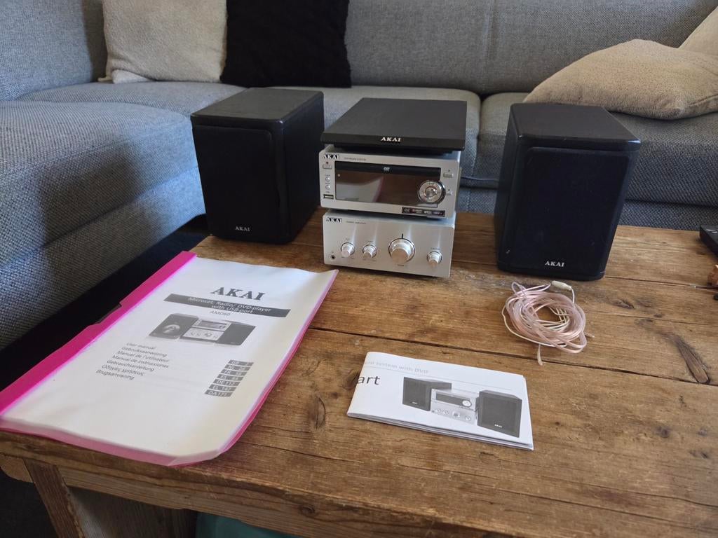 Akai Microset AM50 met DVD-speler en speakers, Audio, Tv en Foto, Stereo-sets, Gebruikt, Ophalen of Verzenden, Speakers, Microset