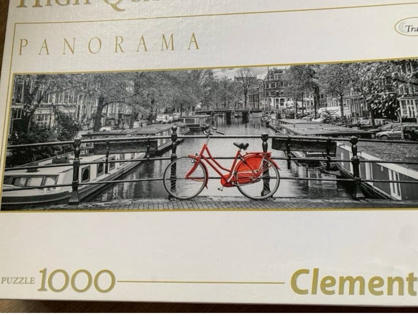 Ckementoni panorama leg puzzel 1000 stukjes Fiets Amsterdam, Ophalen of Verzenden, 500 t/m 1500 stukjes, Zo goed als nieuw, Legpuzzel