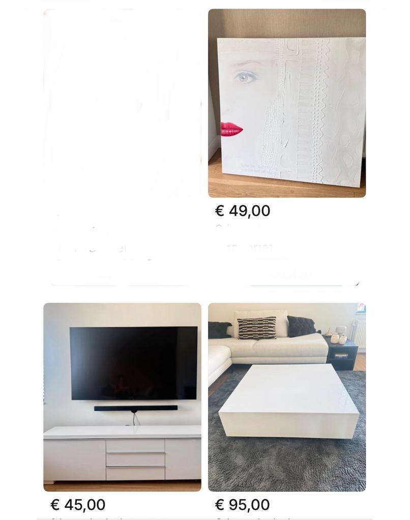 Tv meubel, salontafel en schilderij, Ophalen, Gebruikt, 100 tot 150 cm, 200 cm of meer