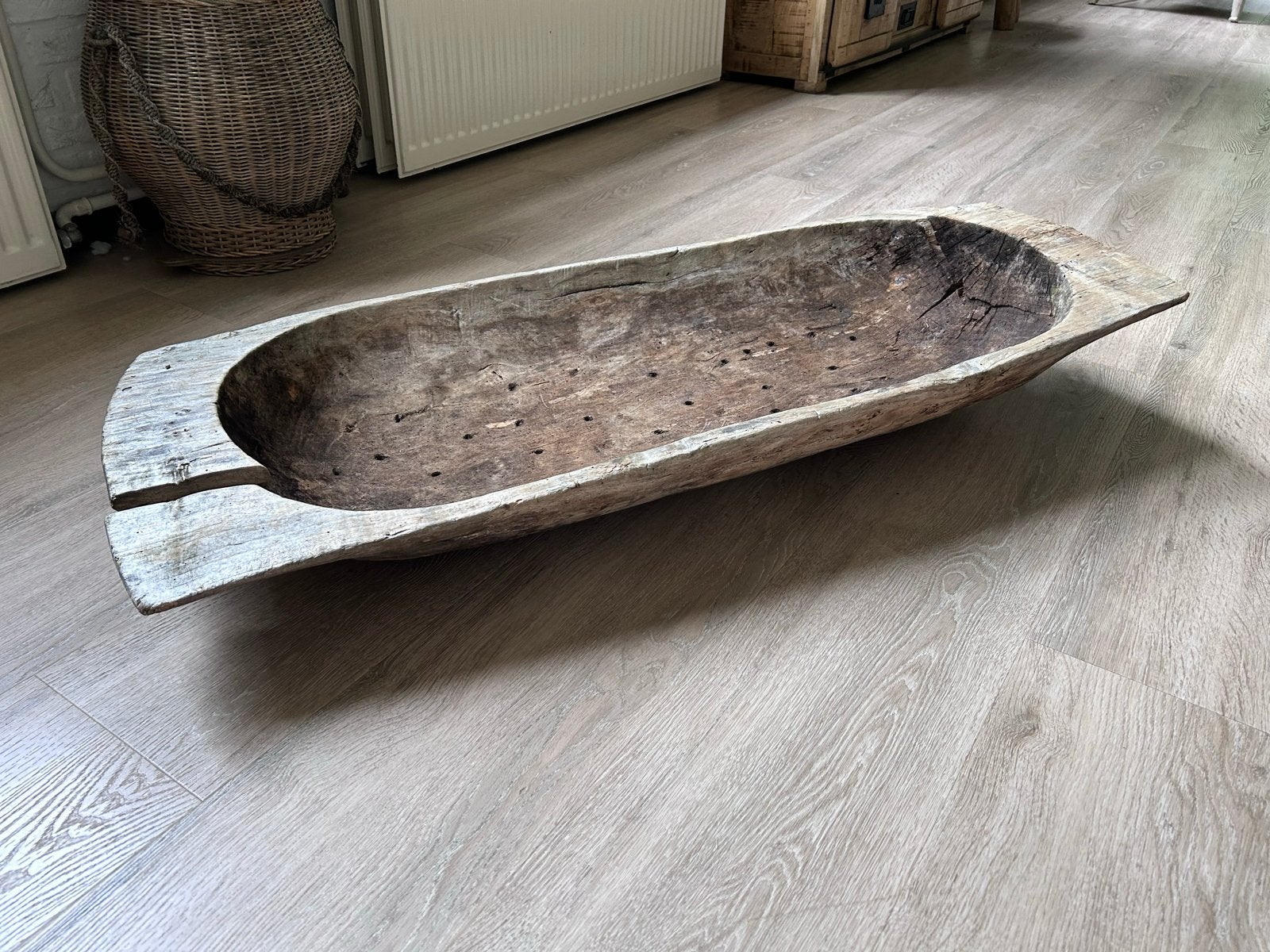 Antieke Houten Trog - Decoratieve Schaal, Ophalen