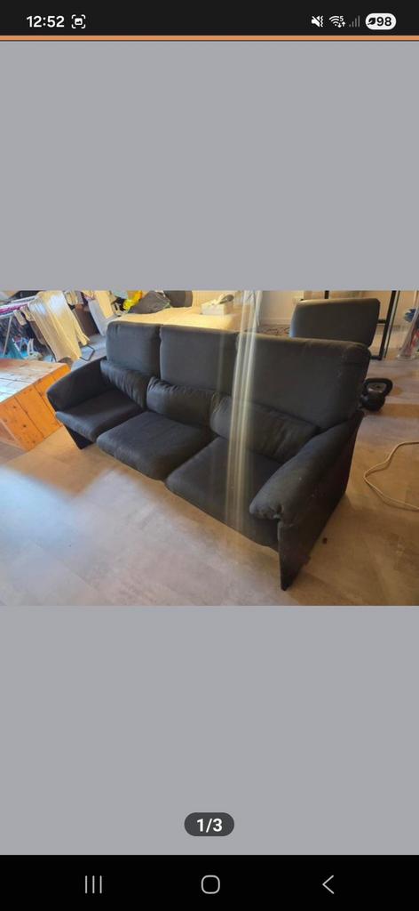 Bank zwart 3-zits gratis, Ophalen, Zo goed als nieuw, 75 tot 100 cm