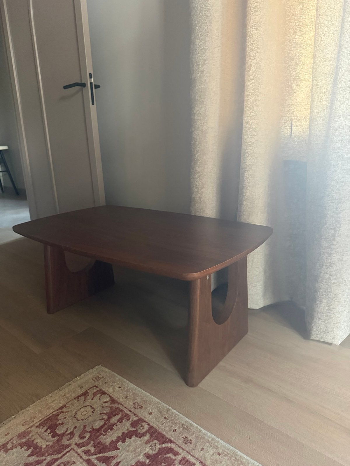 Organische houten salontafel japandi, Ophalen, Gebruikt, 100 tot 150 cm, 50 tot 100 cm