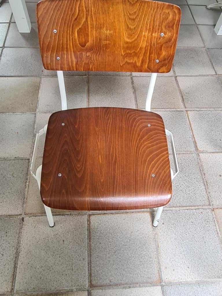 Vintage houten stoel met metalen frame, Ophalen, Gebruikt, Overige kleuren, Vintage