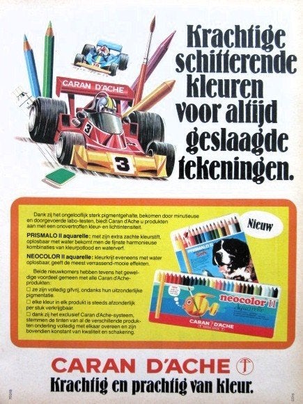 17 vintage reclames tekenspullen 71-77 kleurstiften pennen, Ophalen of Verzenden, Gebruikt, Overige typen