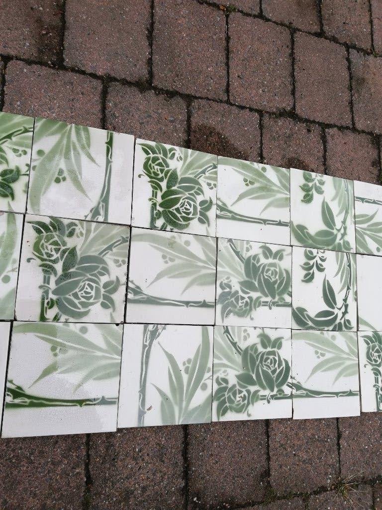 40 st Prachtige mix antieke wandtegels zachtgroen 195x45cm, Ophalen