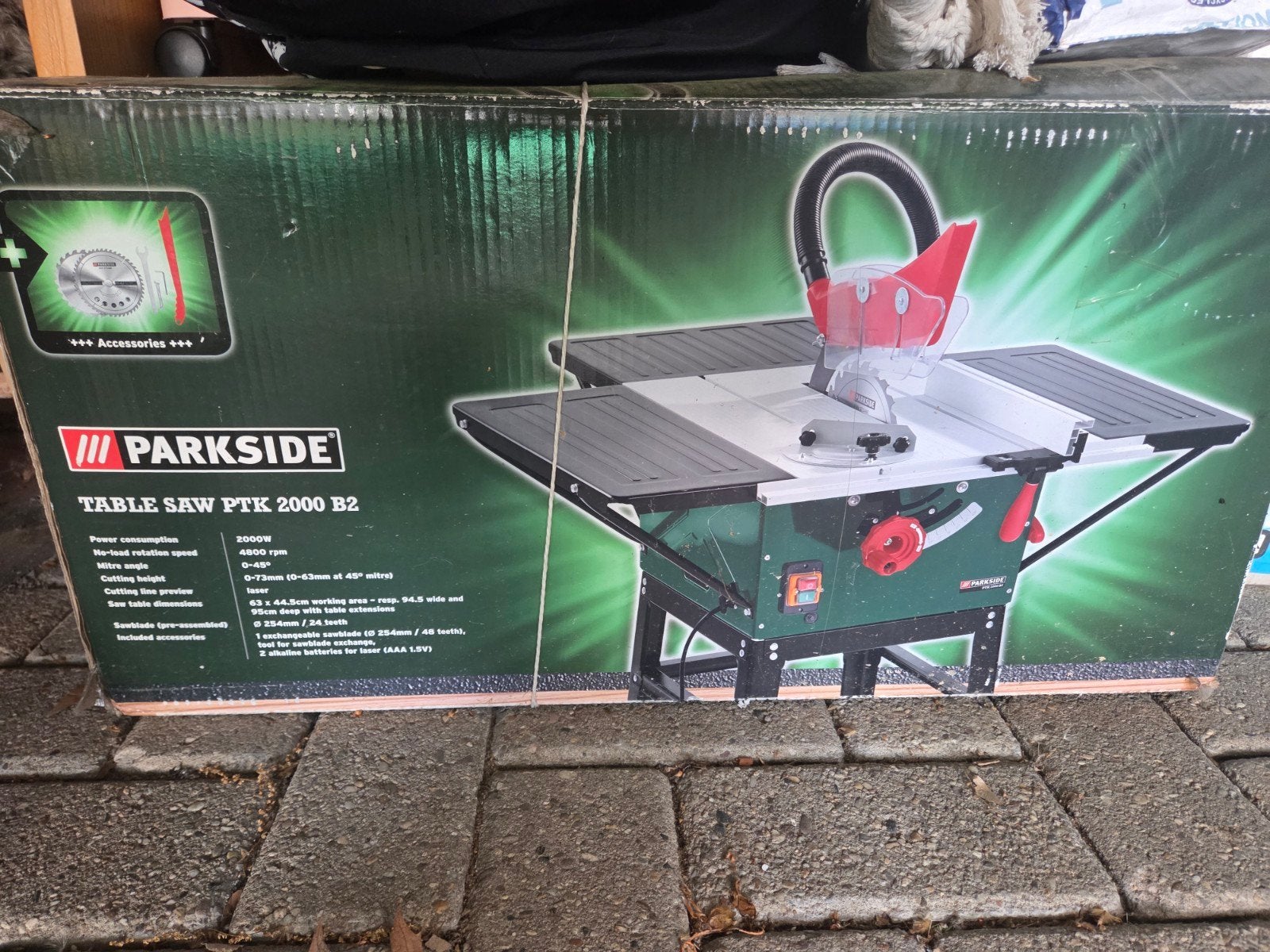 Tafel cirkelzaag + extra's, Doe-het-zelf en Verbouw, Gereedschap | Zaagmachines, Ophalen, 1200 watt of meer, Cirkelzaag, 30 tot 70 mm