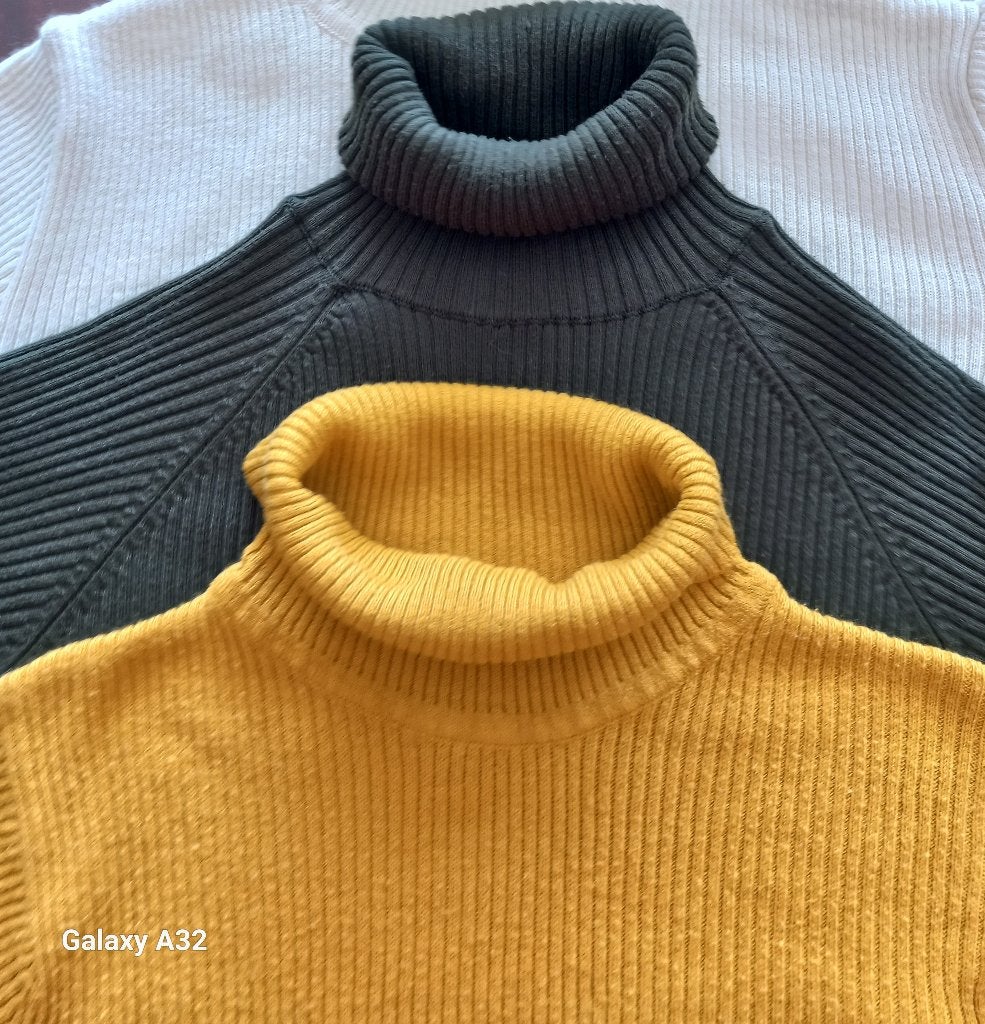 Koltrui, ribbel gebreide trui met kol groen en geel, maat M, Maat 38/40 (M), Vintage Dressing, Ophalen of Verzenden, Zo goed als nieuw