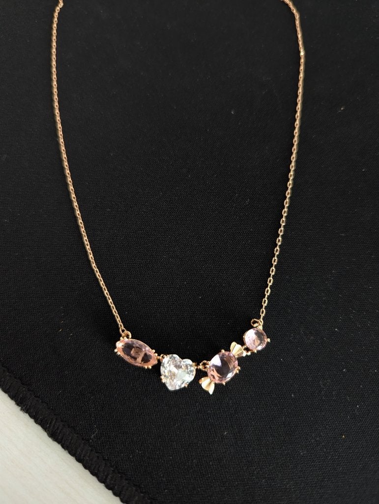 Rosé goud kettinkje met Swarovski kristal, Ophalen of Verzenden, Zo goed als nieuw, Roze, Overige materialen