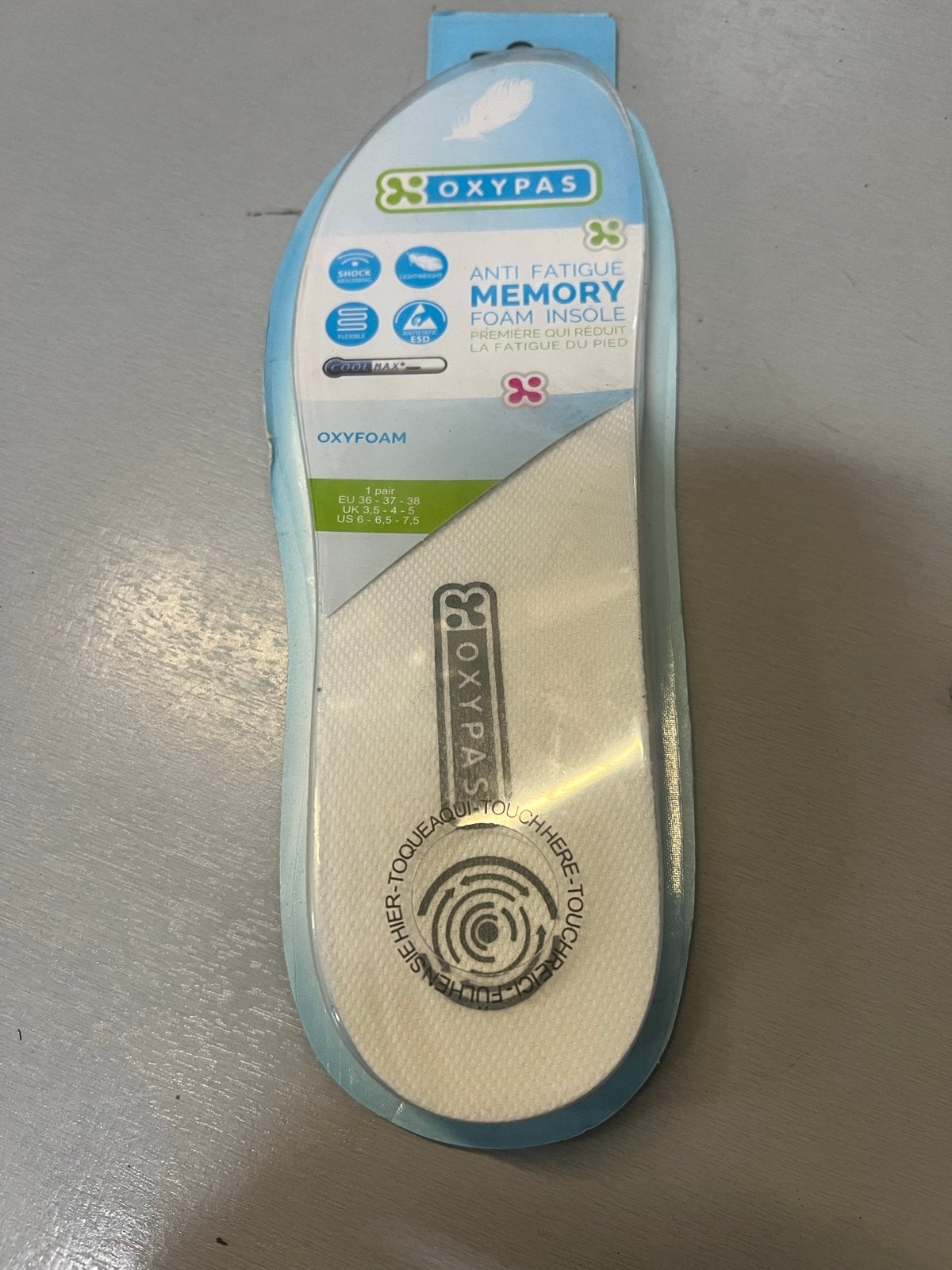 OXYPAS Anti-Fatigue Memory Foam Inlegzooltjes Maat 36-38, Ophalen of Verzenden, Nieuw, Wit, Overige typen