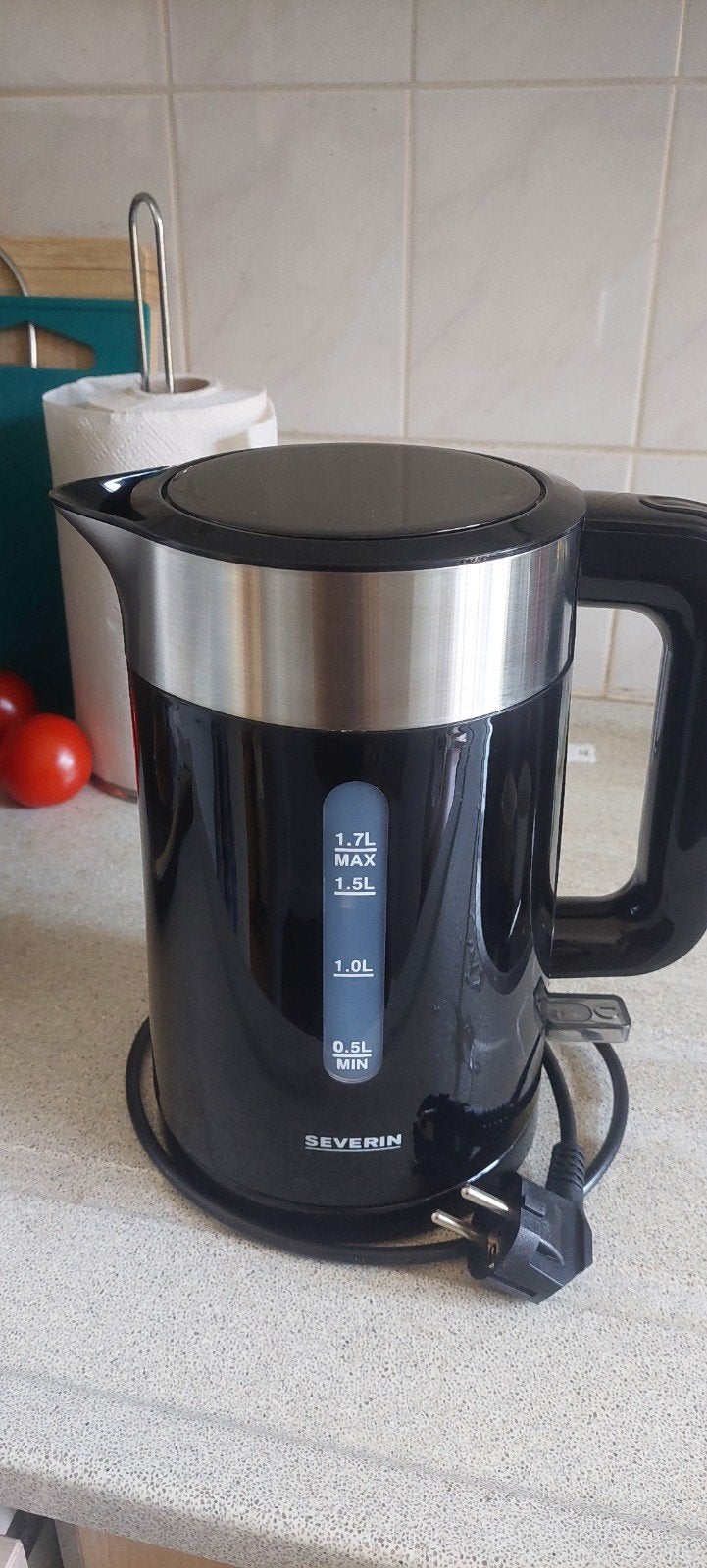 Severin Waterkoker WK 9365 - Zwart, 1.7L, BPA-vrij, Witgoed en Apparatuur, Waterkokers, 1 tot 2 liter, Ophalen of Verzenden, Zo goed als nieuw
