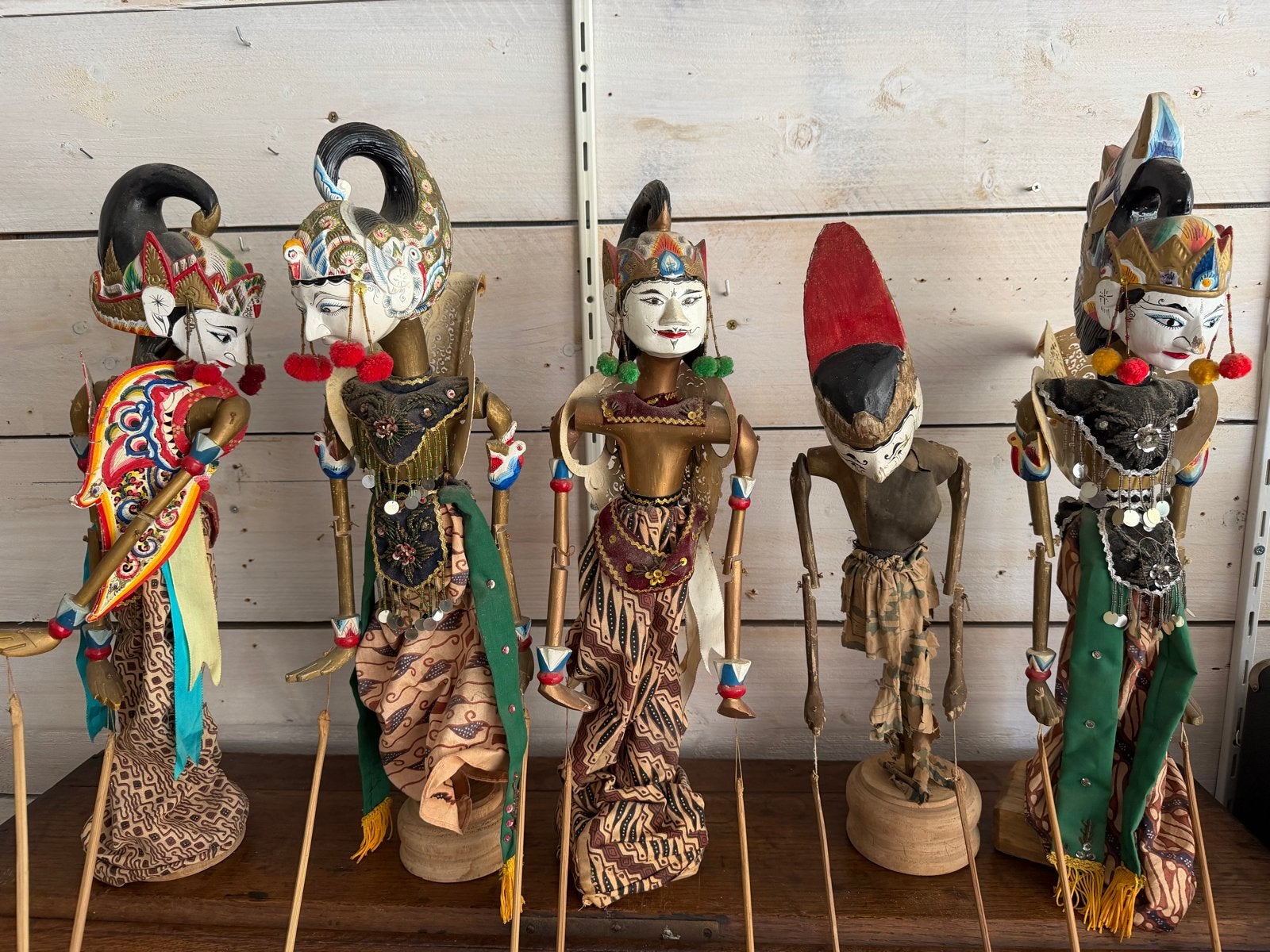 Set van 5 antieke Indonesische Wayang Golek poppen, Verzamelen, Ophalen of Verzenden, Gebruikt