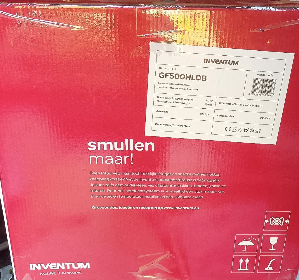 Aangeboden hetelucht friteuse GF500HLDB Inventum, Ophalen of Verzenden, Nieuw, Airfryer