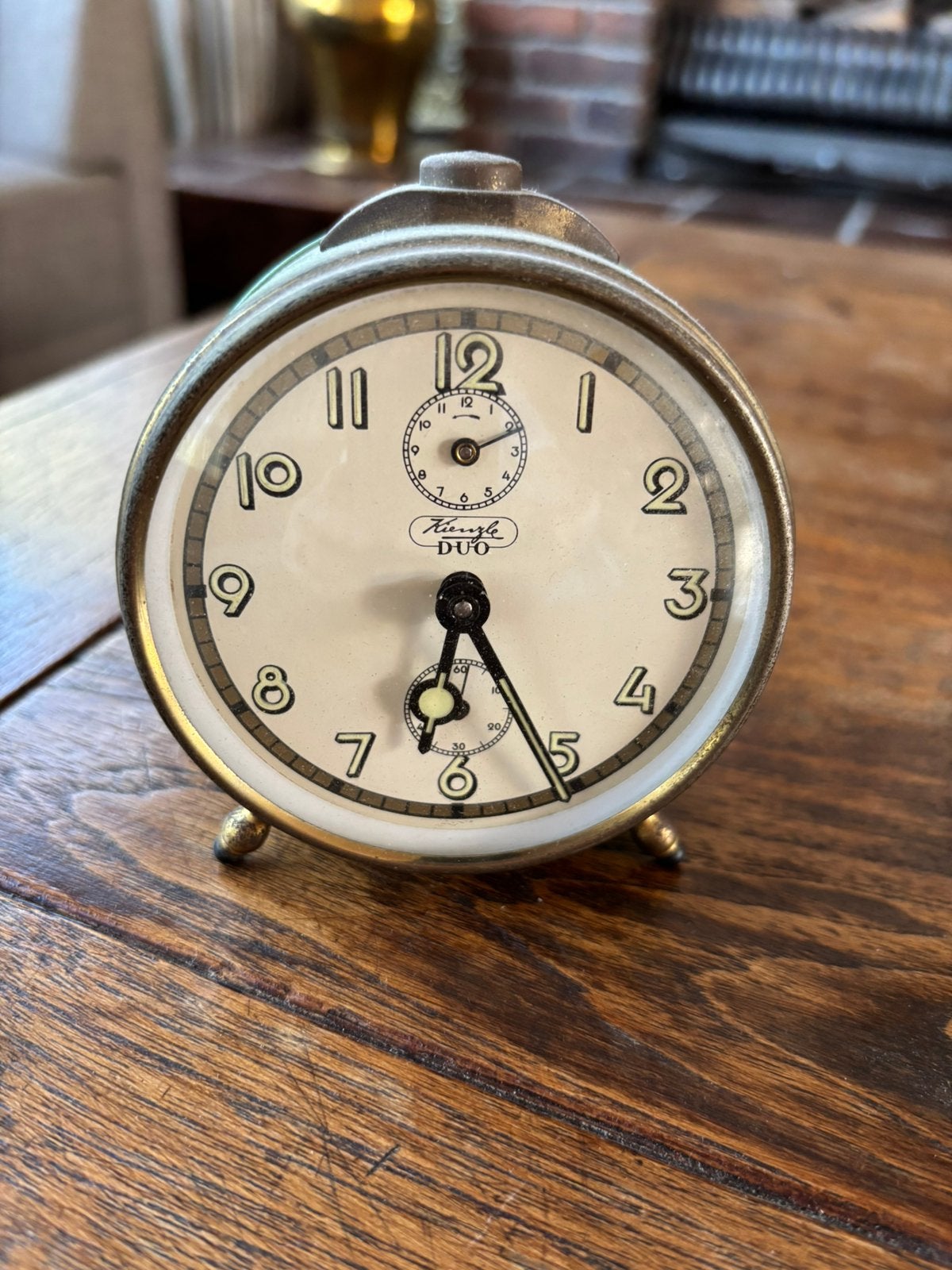 Vintage Kienzle DUO wekker - Groen, Ophalen of Verzenden