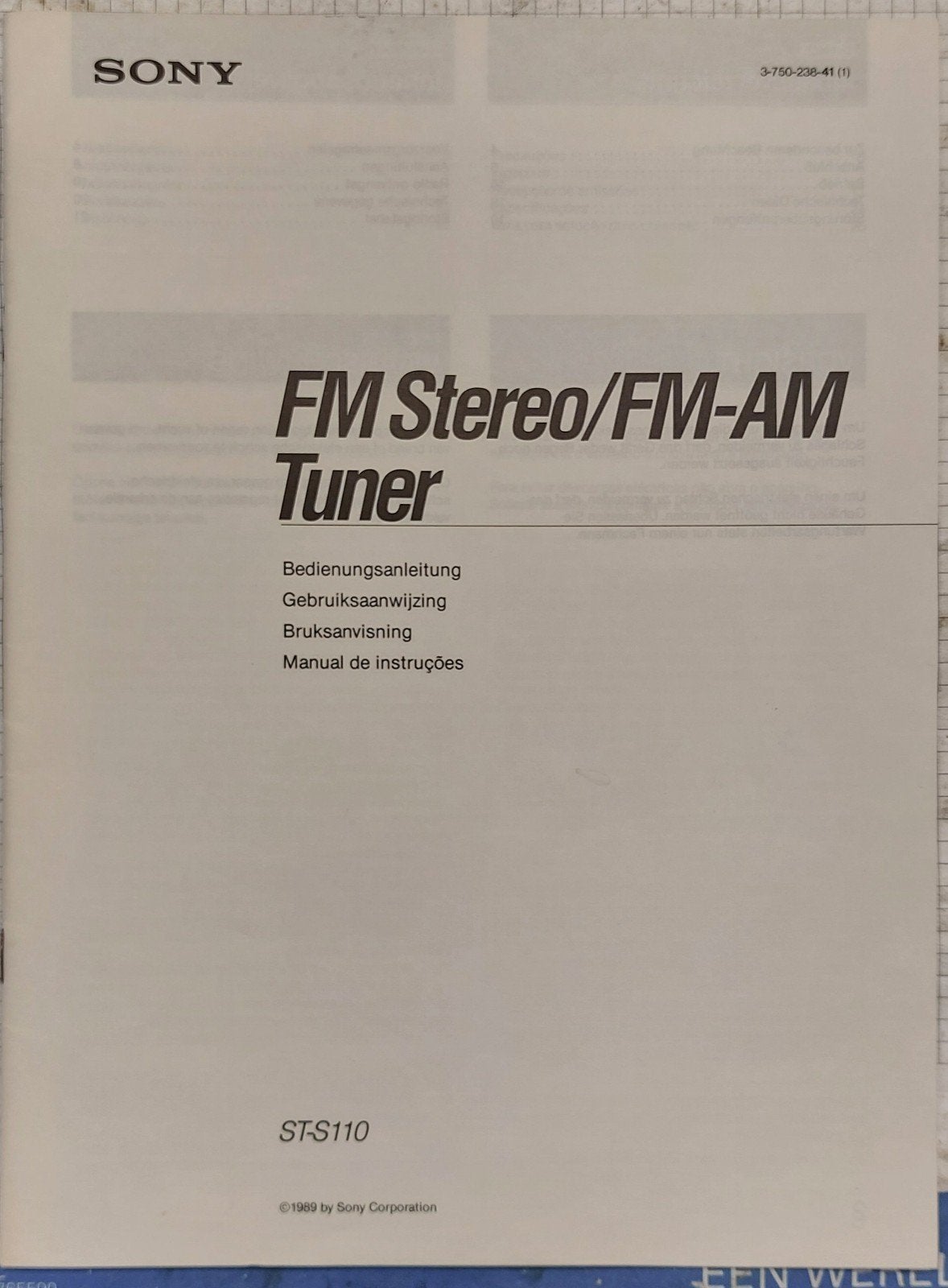 Sony FM Stereo/FM-AM Tuner ST-S110 Gebruiksaanwijzing, Ophalen of Verzenden, Gebruikt, Analoog