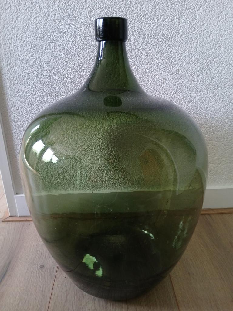 Grote groene glazen vaas, Huis en Inrichting, Woonaccessoires | Vazen, Ophalen, Minder dan 50 cm, Groen, Glas