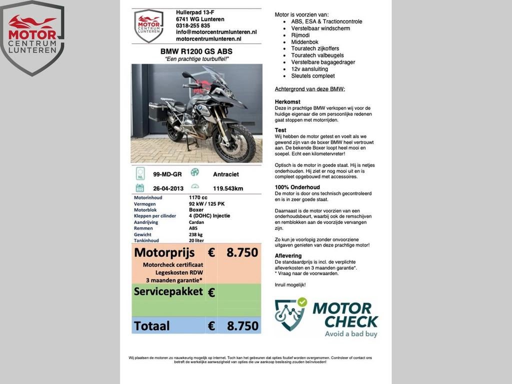 BMW R1200GS R1200 GS LC compleet uitgevoerd, 2 cilinders, Motorrijbewijs A, Bedrijf, Meer dan 35 kW