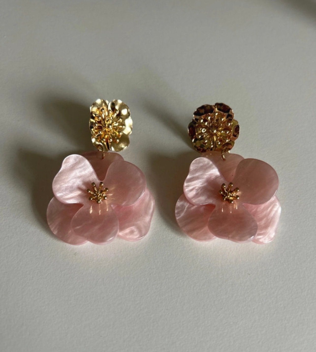 Nieuwe Roze Bloem Oorbellen, Overige materialen, Hangers, Nieuw, Ophalen of Verzenden
