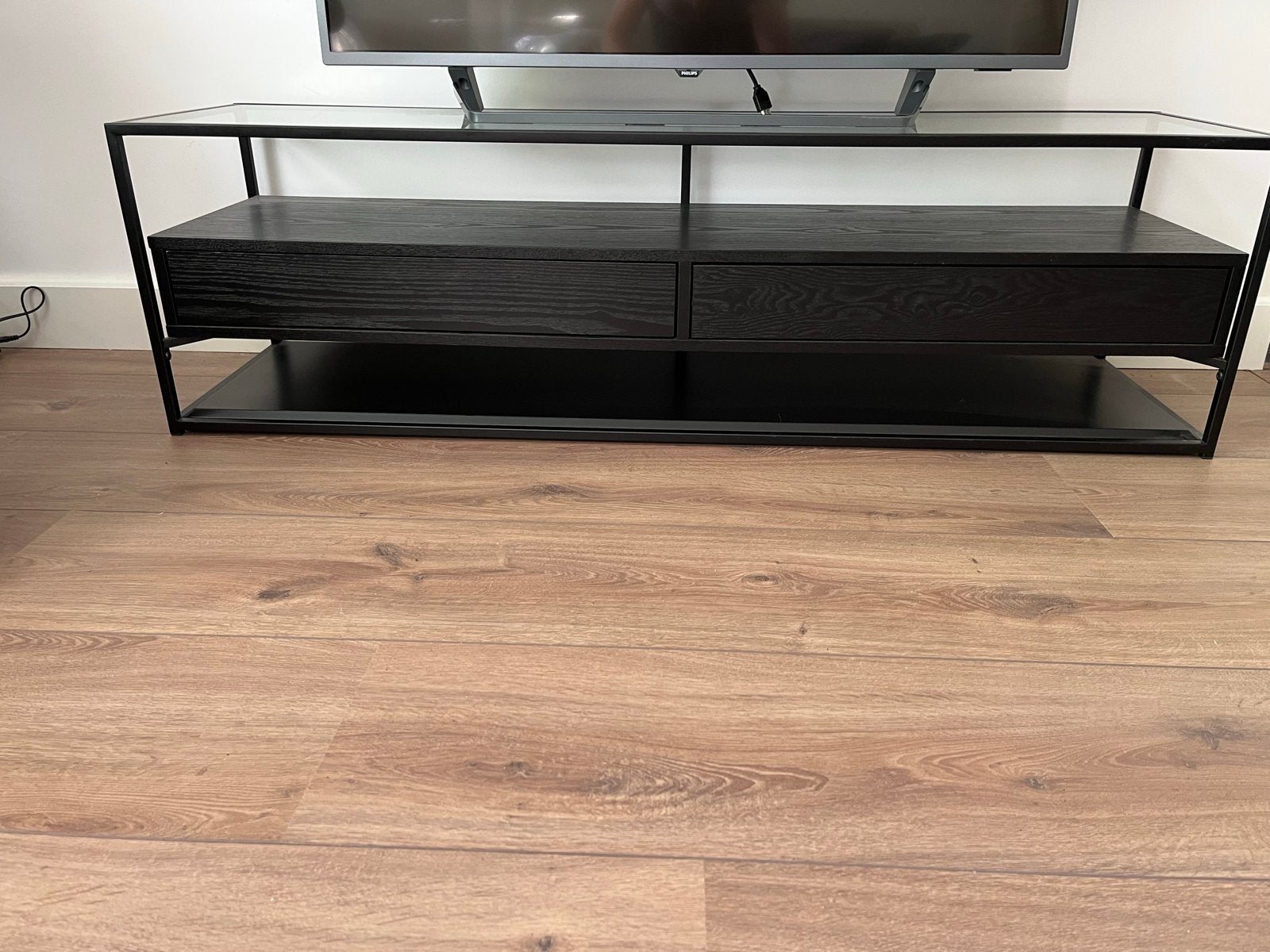 Modern zwart tv-meubel zo goed als nieuw!, Ophalen, 100 tot 150 cm, Minder dan 100 cm, 25 tot 50 cm