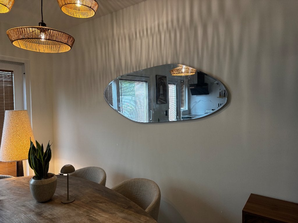 Groot By-Boo Organische Spiegel 'Gem' randloos, 150 x 60cm, Huis en Inrichting, Ophalen, Zo goed als nieuw, 50 tot 75 cm, 150 tot 200 cm